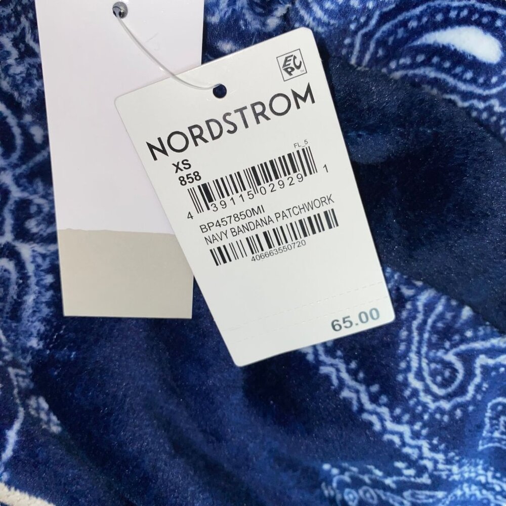 NWT BP XS Navy Bandana Patchwork Soft Fleece Hoodie - Picture 6 of 8